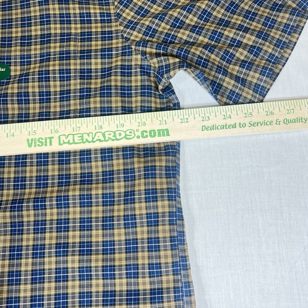 LL Bean Shirt Plaid Blue Tan Cotton Mens M Regular 502253 - Picture 6 of 9